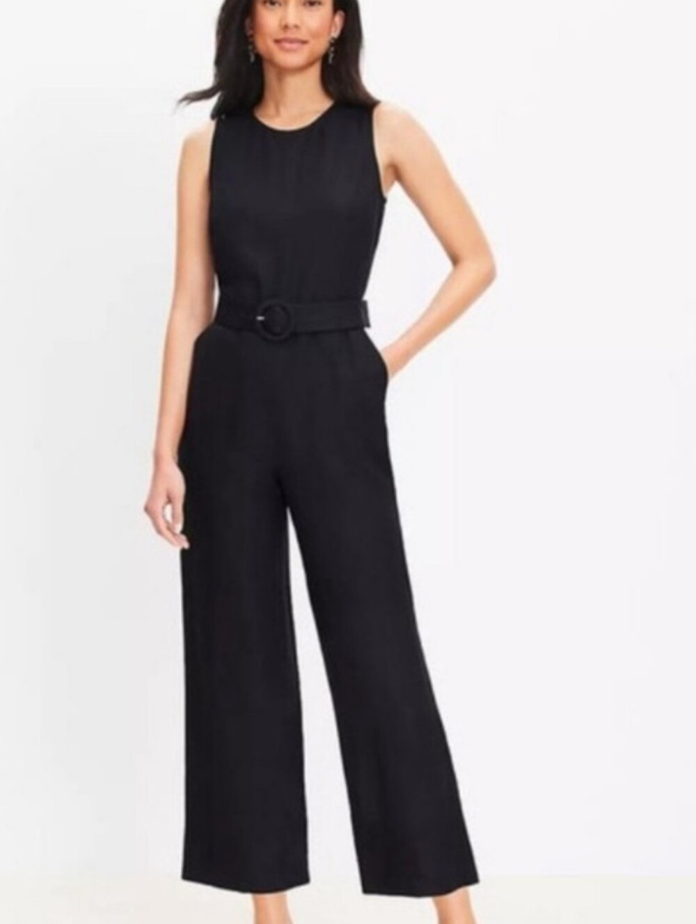 Loft Linen Blend Black Jumpsuit.